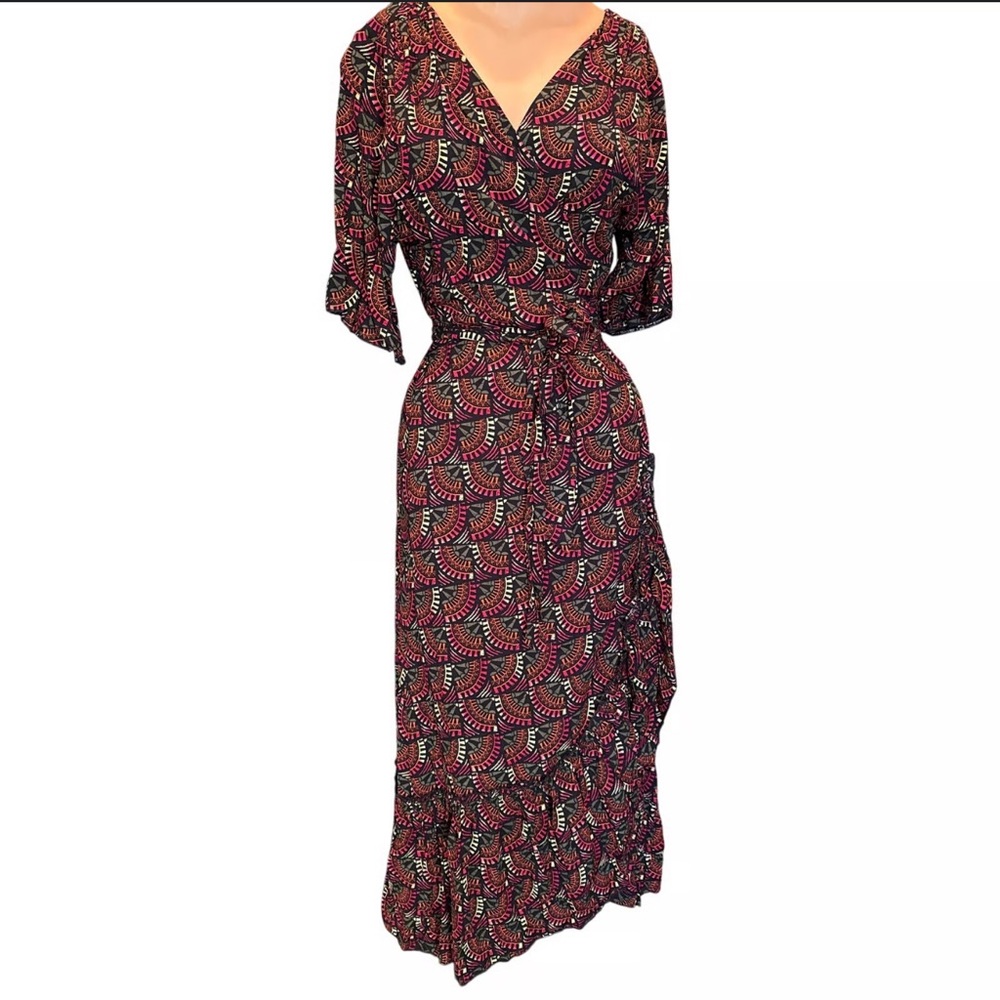 Rare Pink and Orange Patterned Wrap Dress